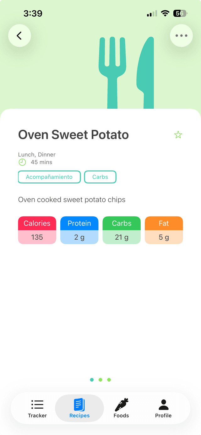 MacroVision Recipes screen